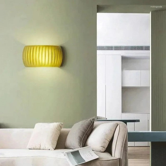 Modern Art Deco resin ribbed wall light